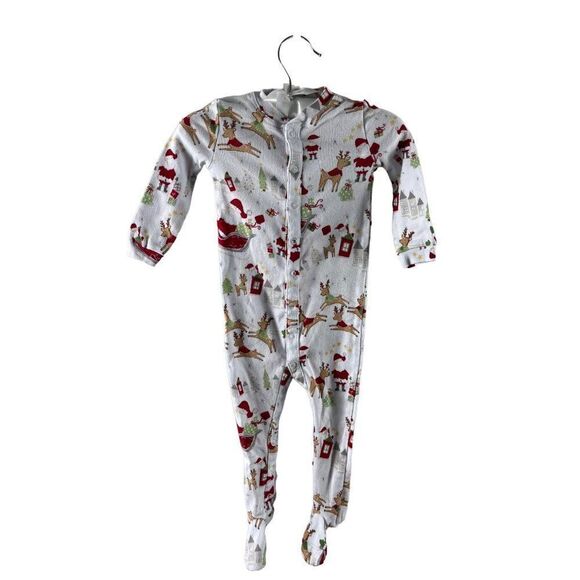 Pottery Barn Kids Santa Christmas Sleeper Footie Pajamas Size 12-18 Months - Picture 1 of 6